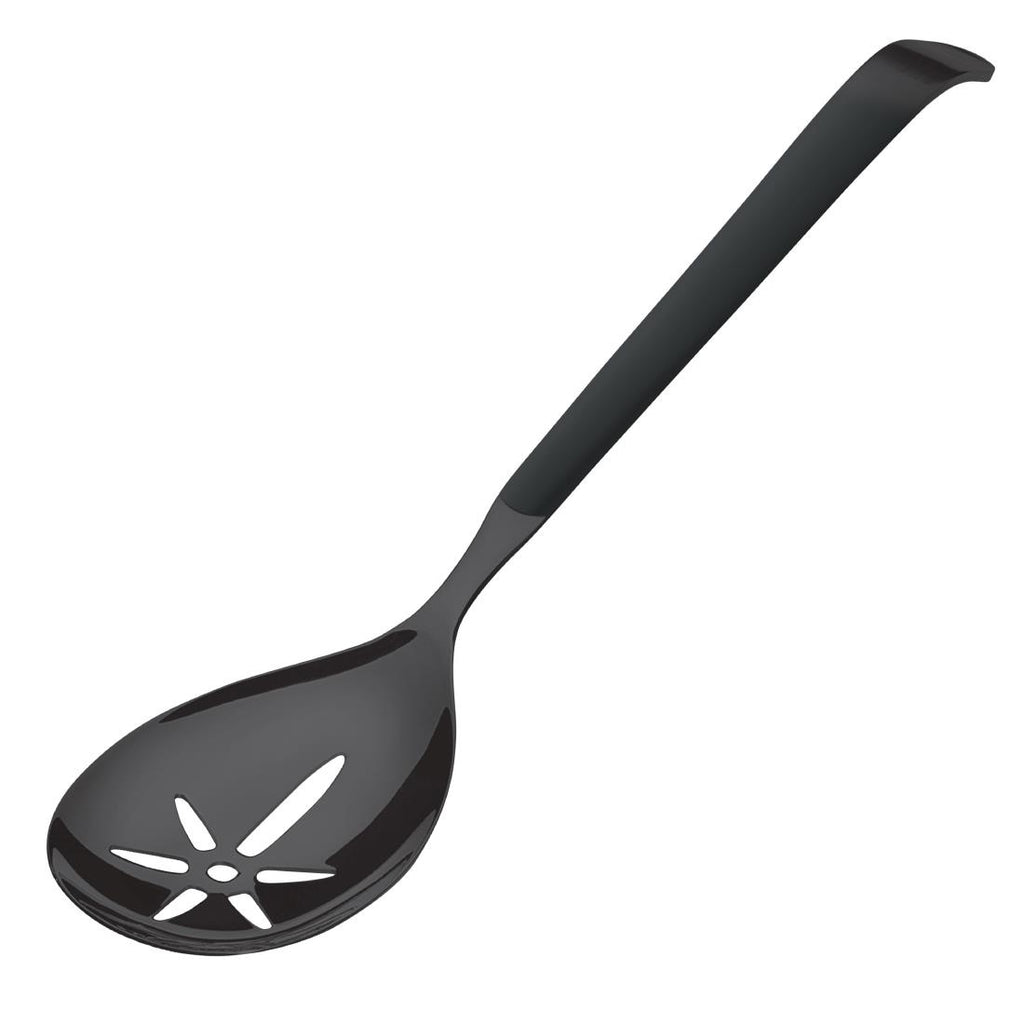 Amefa Buffet Slotted Serving Spoon Black (Pack of 6) - DX666 Spoons Amefa