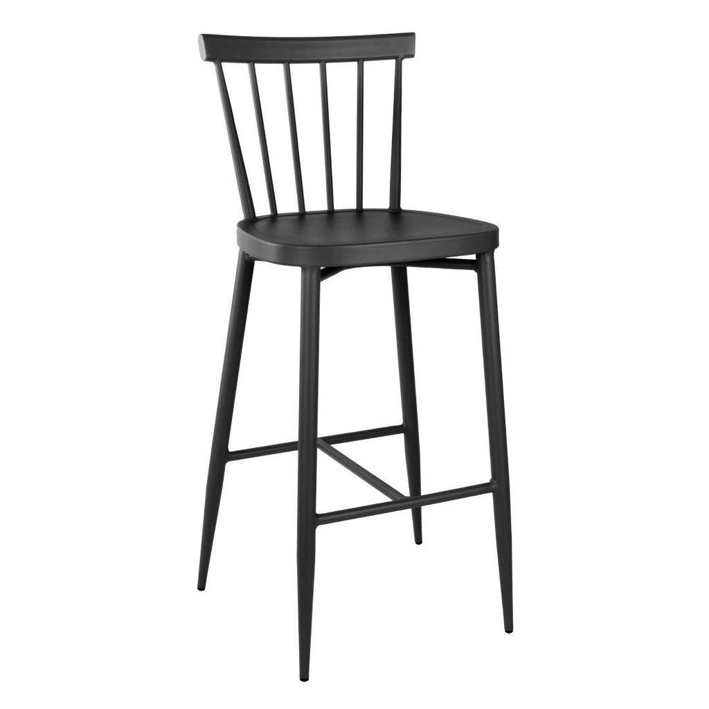 Bolero Windsor Aluminium Black High Stools (Pack of 2) - DX688 All Stools Bolero   