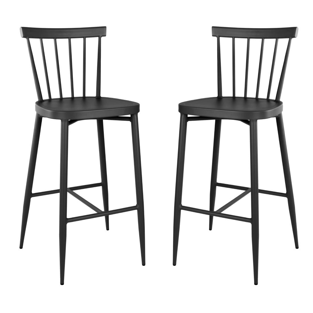 Bolero Windsor Aluminium Black High Stools (Pack of 2) - DX688 All Stools Bolero   