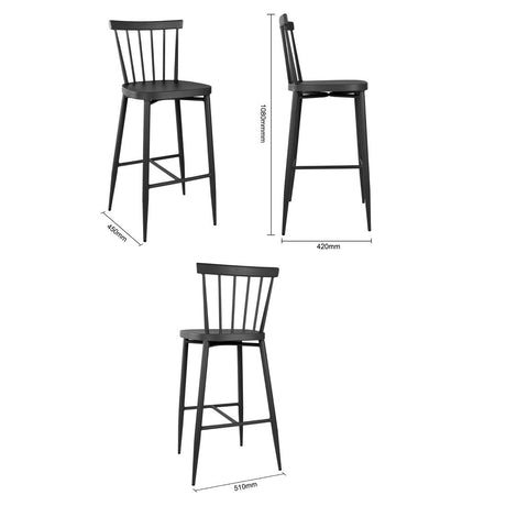 Bolero Windsor Aluminium Black High Stools (Pack of 2) - DX688 All Stools Bolero   