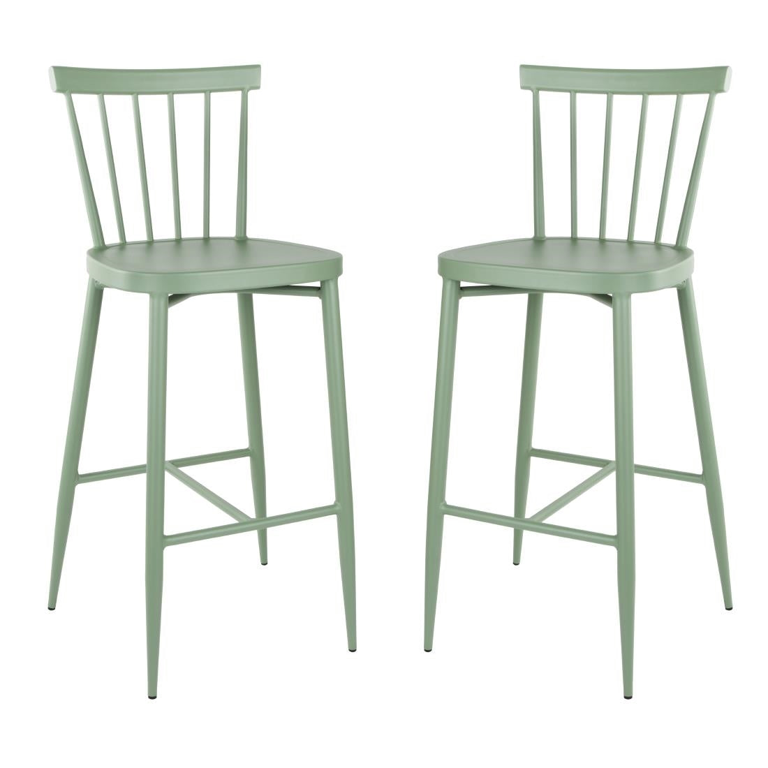 Bolero Windsor Aluminium Green High Stools (Pack of 2) - DX689 All Stools Bolero   