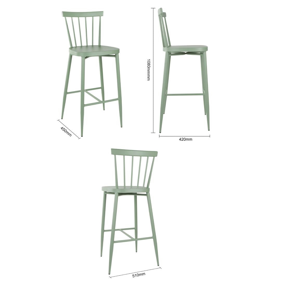 Bolero Windsor Aluminium Green High Stools (Pack of 2) - DX689 All Stools Bolero   