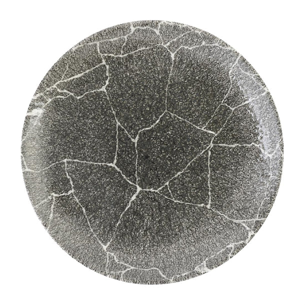 Churchill Studio Prints Kintsugi Quartz Black Coupe Plate 217mm (Pack of 12) - DX806 Plates Churchill Super Vitrified
