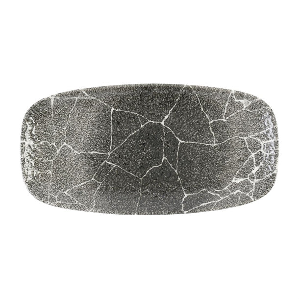 Churchill Studio Prints Kintsugi Quartz Black Chefs' Oblong Plate No. 3 (298 x 153mm) (Pack of 12) - DX815 Plates Churchill Super Vitrified