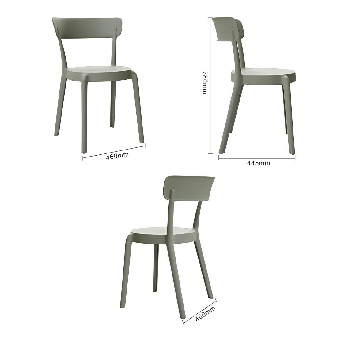 Bolero Mila Café Chairs Moss Grey (Pack of 2) - DX974 Plastic Chairs Bolero   