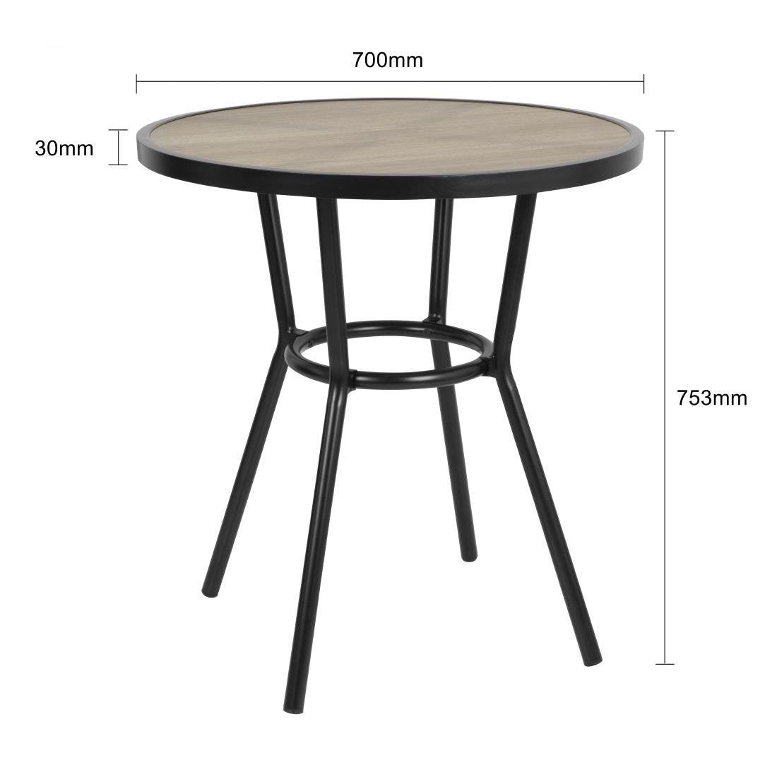 Bolero Marston Round Outdoor Table Black 700mm - DX986  Bolero   