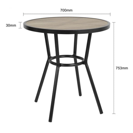 Bolero Marston Round Outdoor Table Black 700mm - DX986  Bolero   