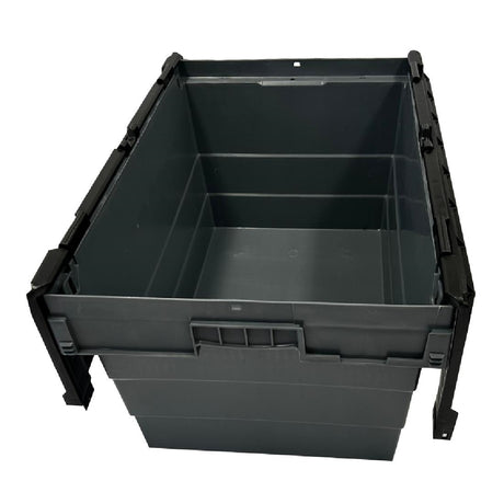 Vogue Plastic Transport Storage Crate with Attached Lid 600x400x320mm - DX995  Vogue   