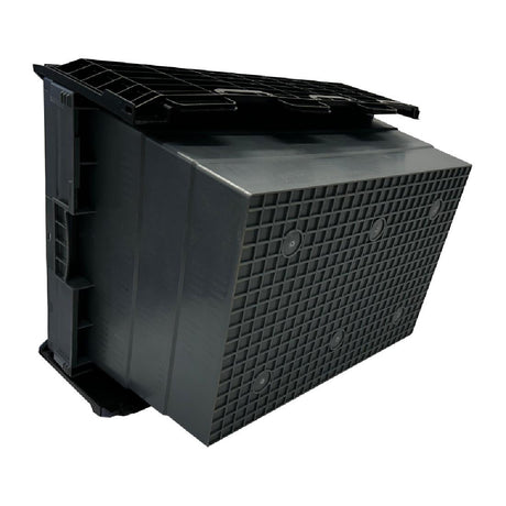 Vogue Plastic Transport Storage Crate with Attached Lid 600x400x320mm - DX995  Vogue   
