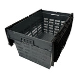 Vogue Perforated Plastic Transport Storage Crate with Attached Lid 600x400x320mm - DX996  Vogue   