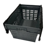 Vogue Perforated Plastic Transport Storage Crate with Attached Lid 600x400x320mm - DX996  Vogue   