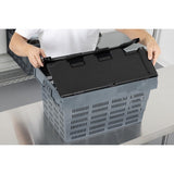 Vogue Perforated Plastic Transport Storage Crate with Attached Lid 600x400x320mm - DX996  Vogue   