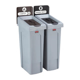 Rubbermaid Slim Jim Two Stream Recycling Station 87Ltr - DY079  Rubbermaid   