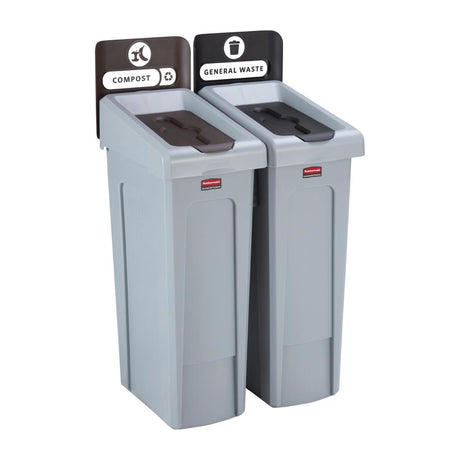 Rubbermaid Slim Jim Two Stream Recycling Station 87Ltr - DY079  Rubbermaid   