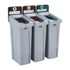 Rubbermaid Slim Jim Three Stream Recycling Station 87Ltr - DY080  Rubbermaid   