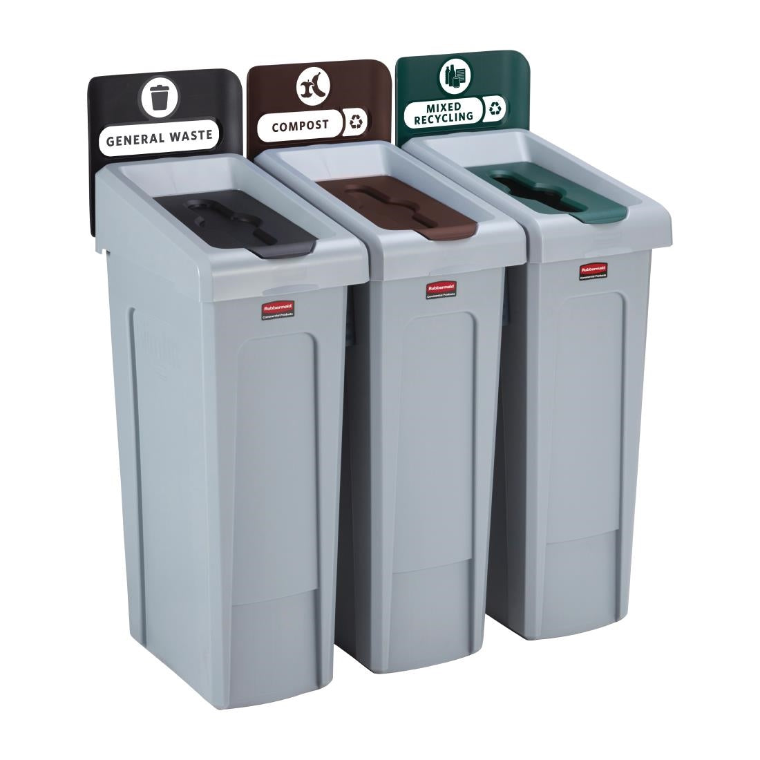 Rubbermaid Slim Jim Three Stream Recycling Station 87Ltr - DY080  Rubbermaid   