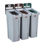 Rubbermaid Slim Jim Three Stream Recycling Station 87Ltr - DY080  Rubbermaid   