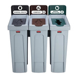 Rubbermaid Slim Jim Three Stream Recycling Station 87Ltr - DY080  Rubbermaid   