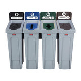 Rubbermaid Slim Jim Four Stream Recycling Station 87Ltr - DY081  Rubbermaid   
