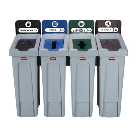 Rubbermaid Slim Jim Four Stream Recycling Station 87Ltr - DY081  Rubbermaid   