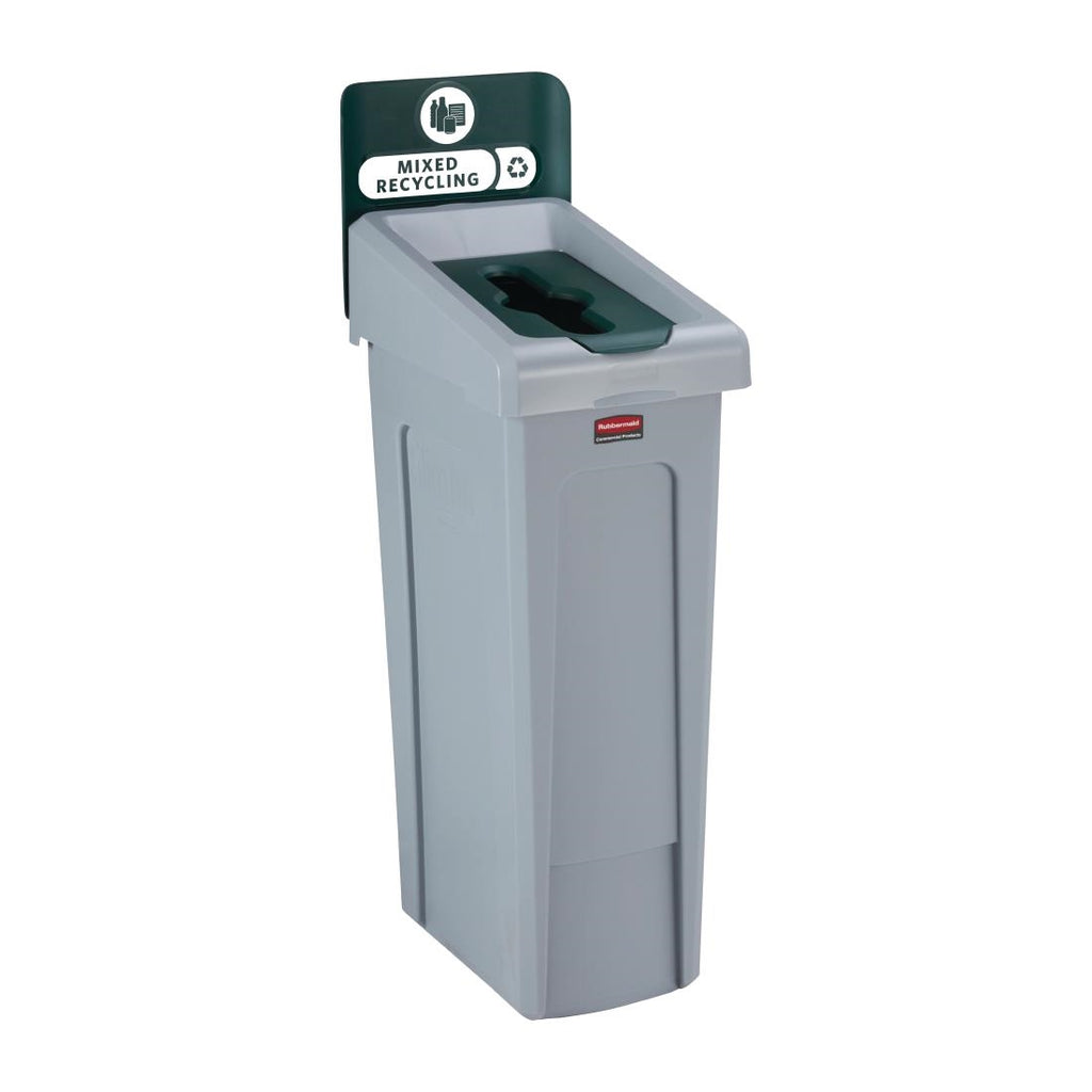 Rubbermaid Slim Jim Mixed Recycling Station Green 87Ltr - DY084  Rubbermaid   