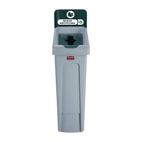 Rubbermaid Slim Jim Mixed Recycling Station Green 87Ltr - DY084  Rubbermaid   