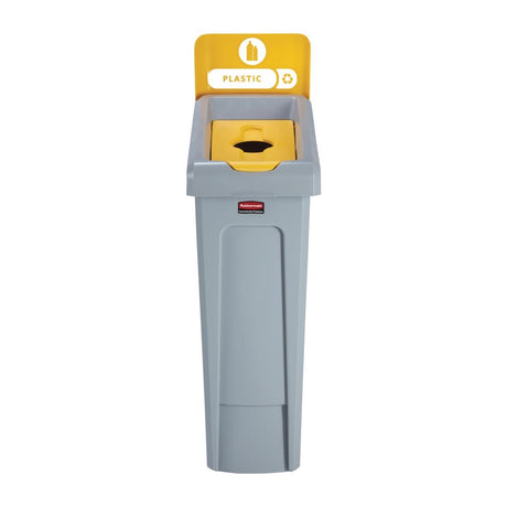 Rubbermaid Slim Jim Plastic Recycling Station Yellow 87Ltr - DY085  Rubbermaid   