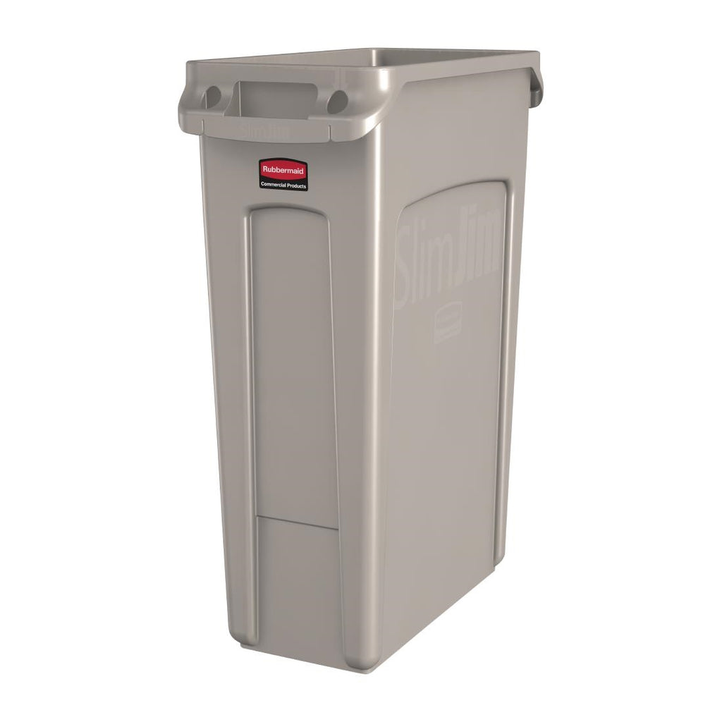Rubbermaid Slim Jim Container With Venting Channels Beige 87Ltr - DY111  Slim Jim   