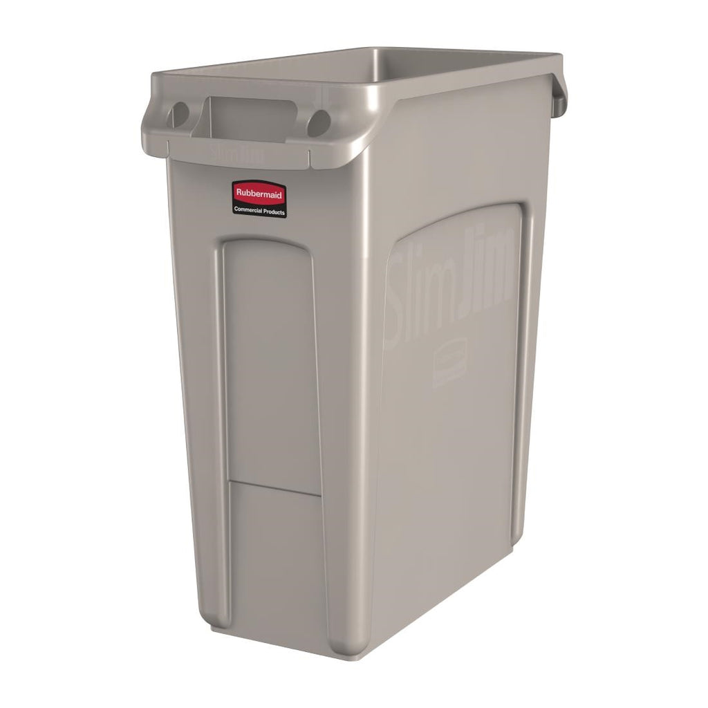 Rubbermaid Slim Jim Container With Venting Channels Beige 60Ltr - DY112  Slim Jim   