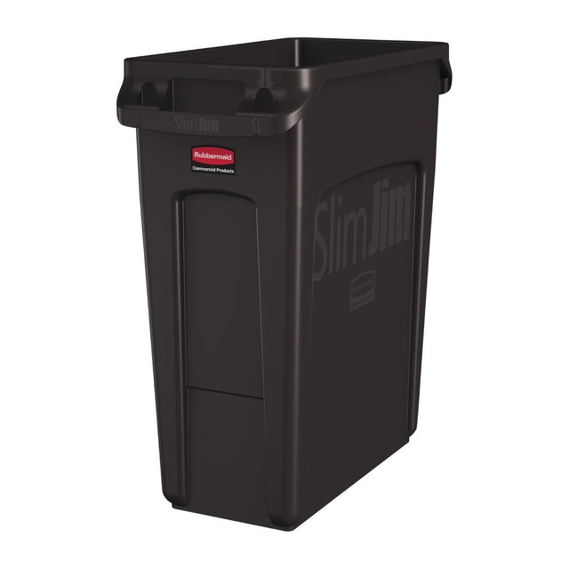 Rubbermaid Slim Jim Container With Venting Channels Brown 60Ltr - DY113  Slim Jim   