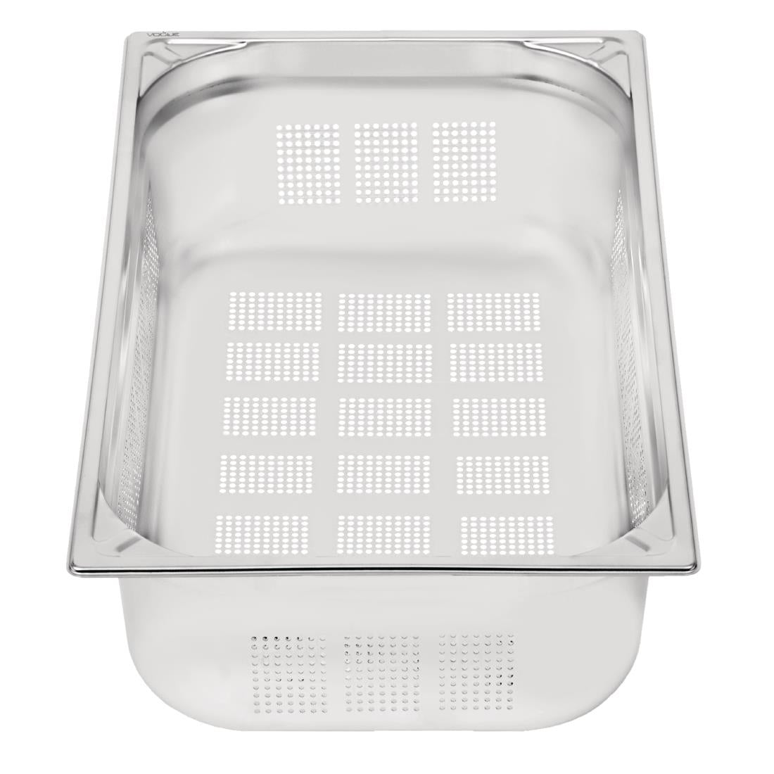 Vogue Heavy Duty Stainless Steel Perforated 1/1 Gastronorm Tray 150mm - DY176  Vogue   