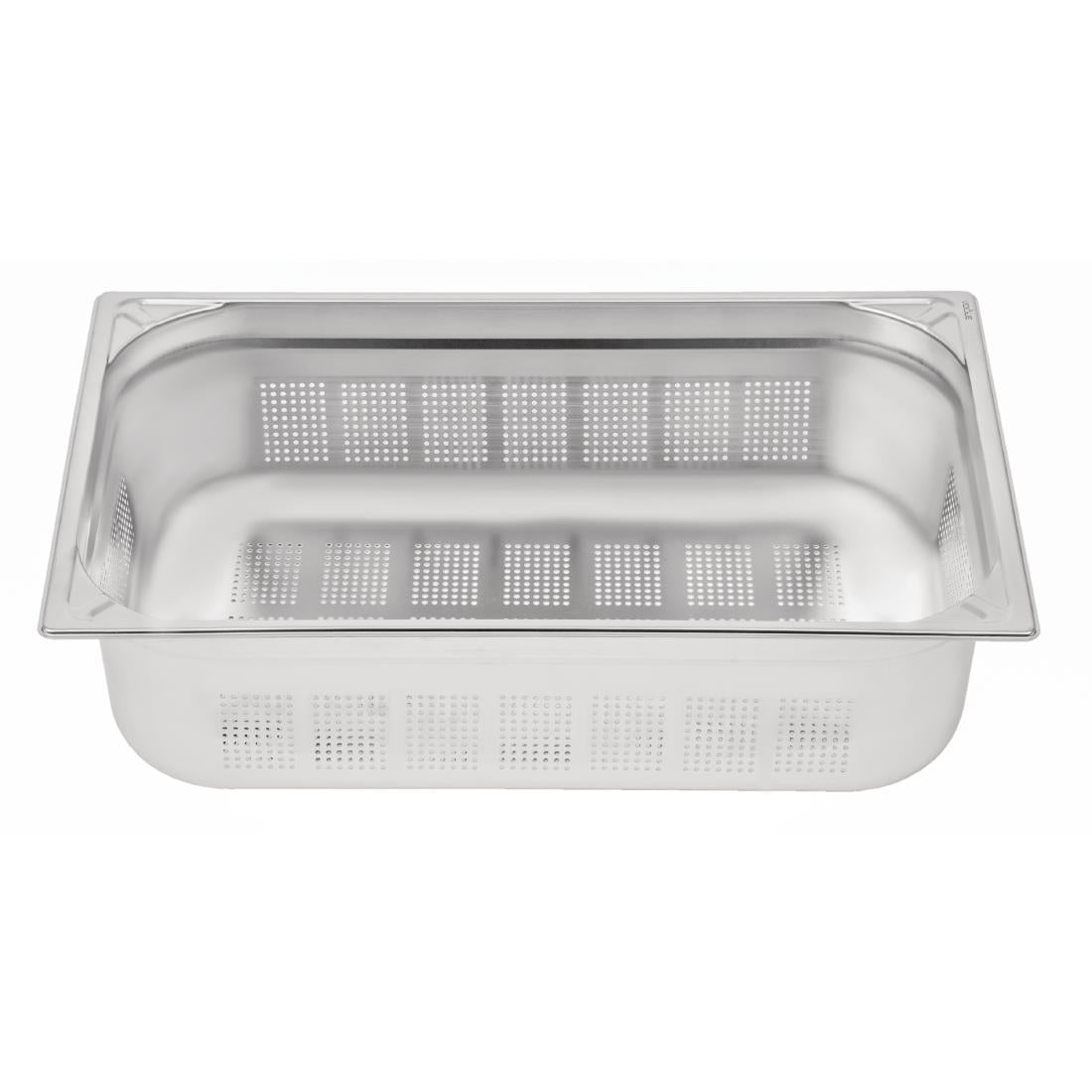 Vogue Heavy Duty Stainless Steel Perforated 1/1 Gastronorm Tray 150mm - DY176  Vogue   