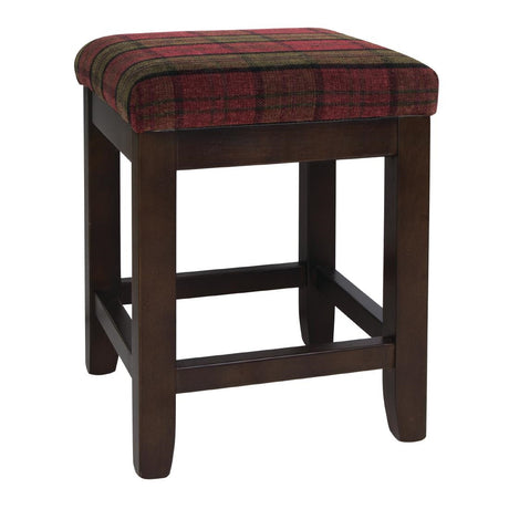 Bolero Dale Low Stools Claret Tartan (Pack of 2) - DY720 Faux Leather Bar Stools Bolero   