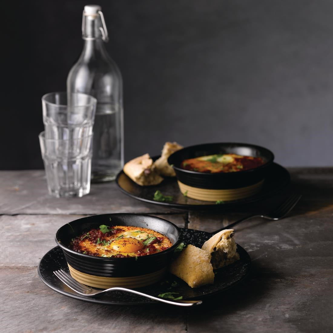 Churchill Black Igneous Stoneware Pie Dish 160mm (Pack of 6) - DY784 Churchill Art de Cuisine Churchill   
