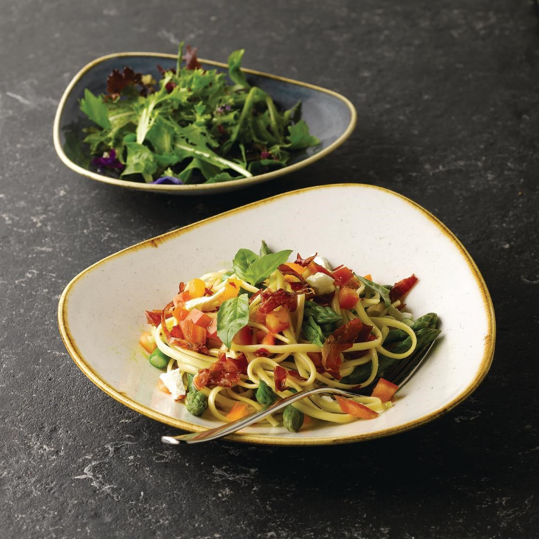 Churchill Stonecast Triangular Shallow Bowls Blueberry 272mm (Pack of 12) - DY799 Bowls Churchill