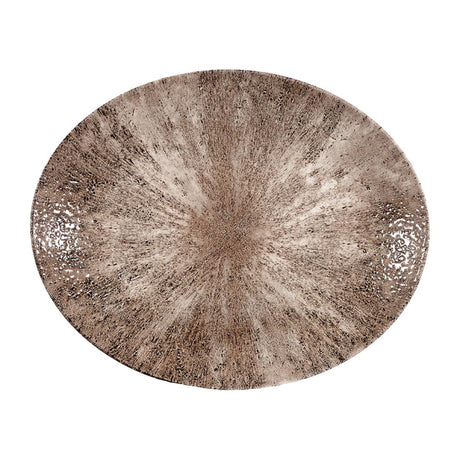 Churchill Stone Zircon Brown Orbit Oval Coupe Plates 270mm (Pack of 12) - DY917 Plates Churchill