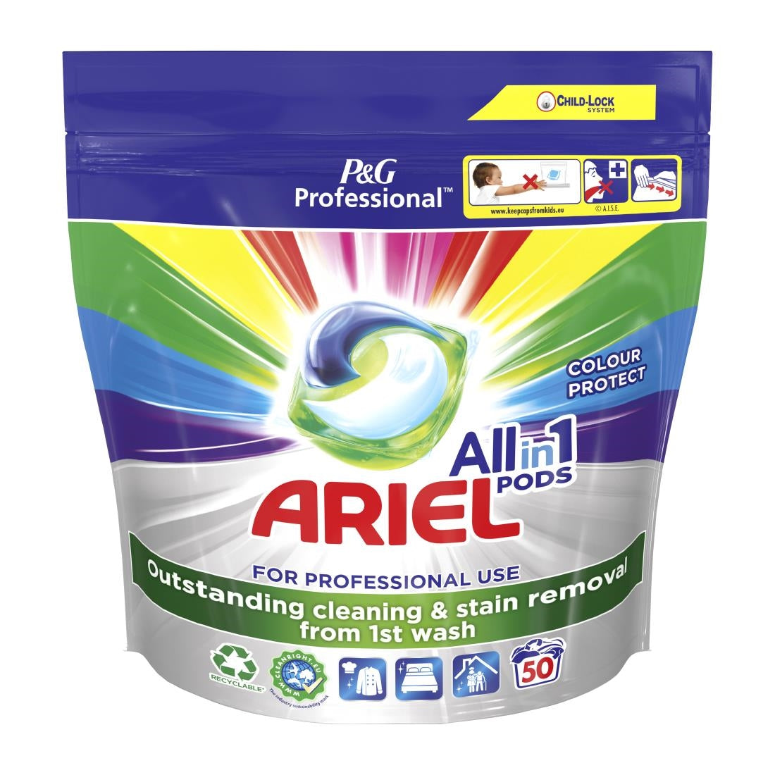 Ariel Professional All-In-1 Pods Washing Liquid Laundry Detergent Colour (Pack of 100) - DZ457  P&G Professional   