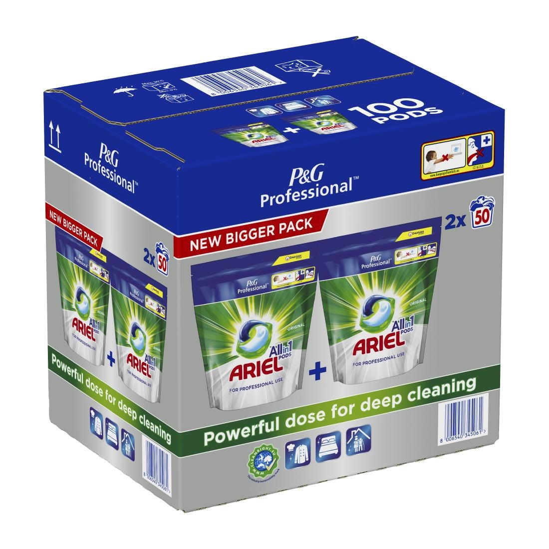 Ariel Professional All-In-1 Pods Washing Liquid Laundry Detergent Regular (Pack of 100) - DZ458  P&G Professional   