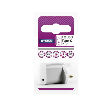 Status 1 Port USB-C Power Adapter White - DZ478  Status   