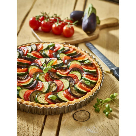 De Buyer Perforated Fluted Tart Mould With Removable Base 240x25mm - DZ735  De Buyer   