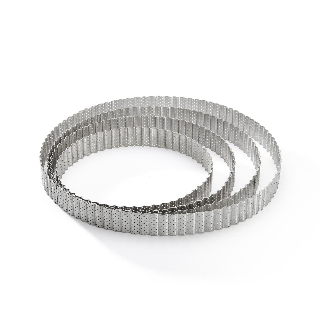 De Buyer Perforated Fluted Stainless Steel Tart Ring 200mm - DZ740  De Buyer   