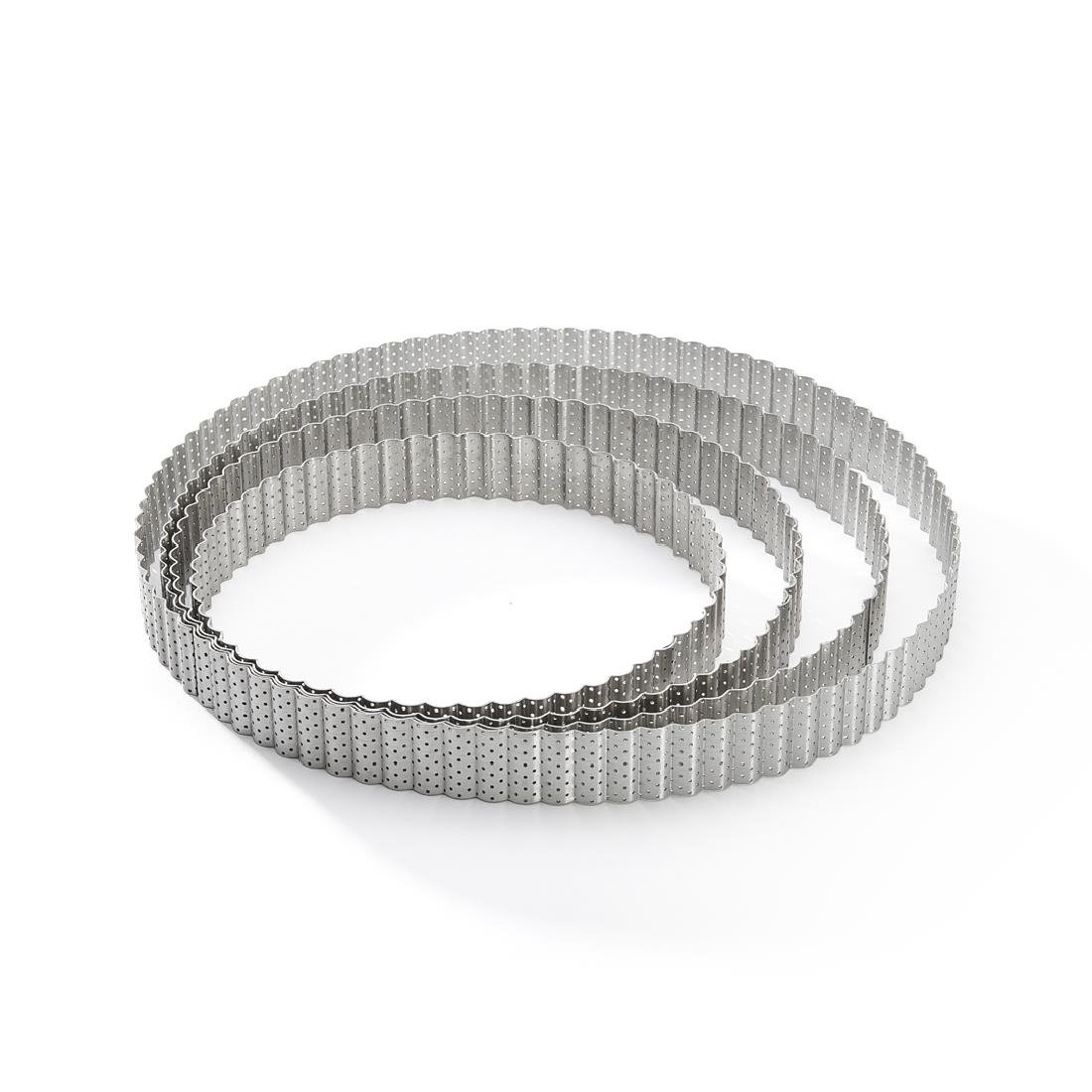 De Buyer Perforated Fluted Stainless Steel Tart Ring 240mm - DZ741  De Buyer   