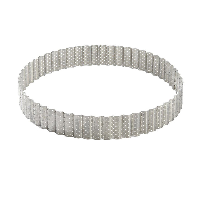 De Buyer Perforated Fluted Stainless Steel Tart Ring 200mm - DZ740  De Buyer   