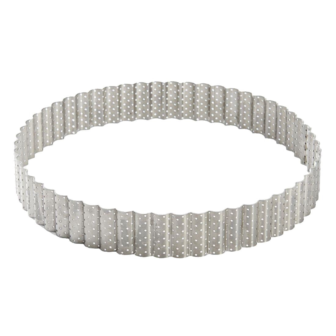 De Buyer Perforated Fluted Stainless Steel Tart Ring 200mm - DZ740  De Buyer   