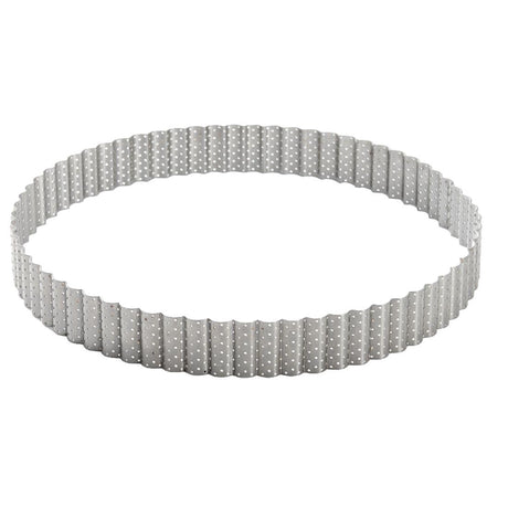 De Buyer Perforated Fluted Stainless Steel Tart Ring 240mm - DZ741  De Buyer   