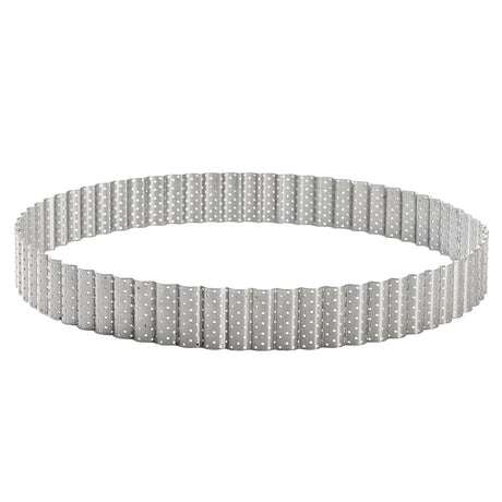 De Buyer Perforated Fluted Stainless Steel Tart Ring 240mm - DZ741  De Buyer   