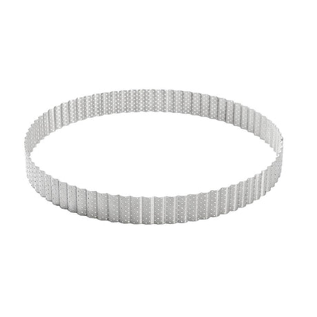 De Buyer Perforated Fluted Stainless Steel Tart Ring 280mm - DZ742  De Buyer   