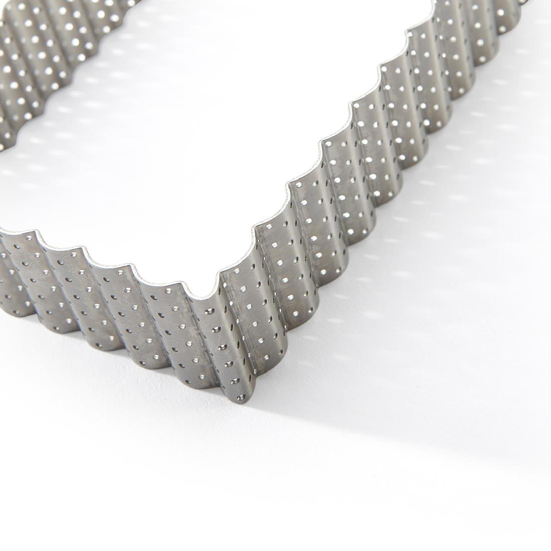 De Buyer Perforated Rectangle Fluted Tart Ring Stainless Steel 350mm - DZ745  De Buyer   