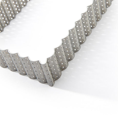 De Buyer Perforated Rectangle Fluted Tart Ring Stainless Steel 350mm - DZ745  De Buyer   