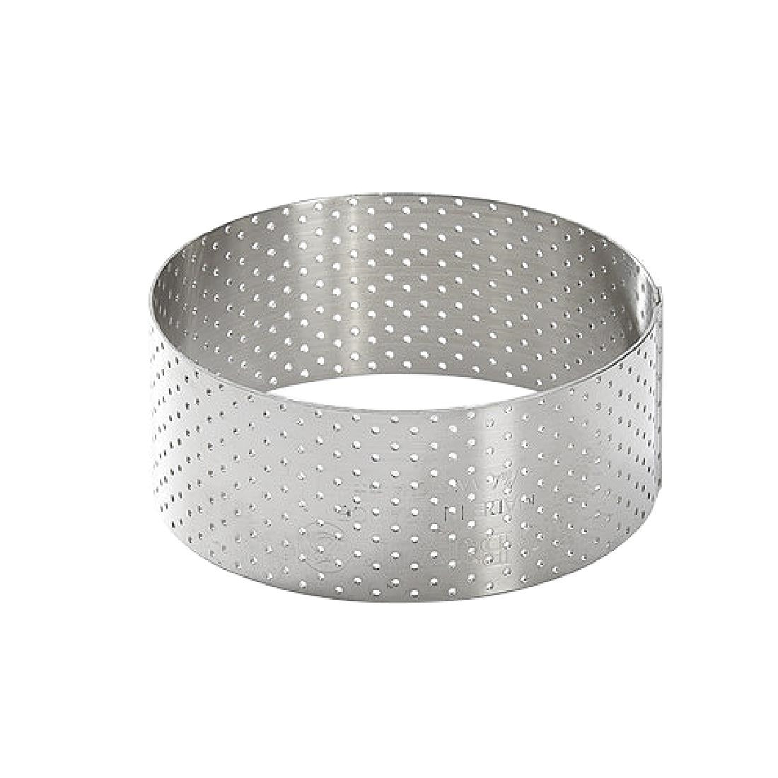 De Buyer Perforated Stainless Steel Straight Tart Ring 85x35mm - DZ753  De Buyer   